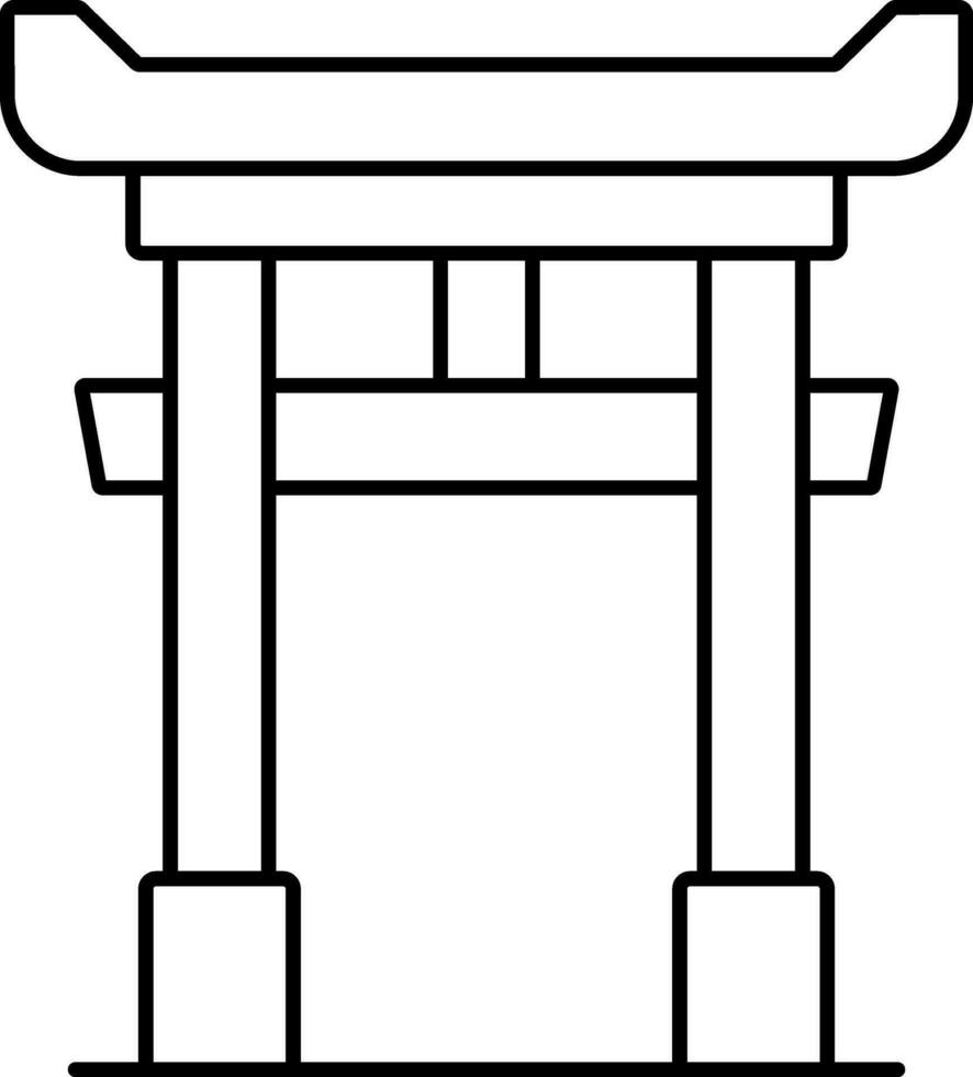 Torii Icon In Black Line Art. vector