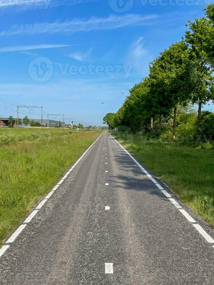 Pedal alongside the rhythmic flow of trains on a bike lane parallel to the tracks, where adventure and urban vibes converge in a unique and dynamic journey photo