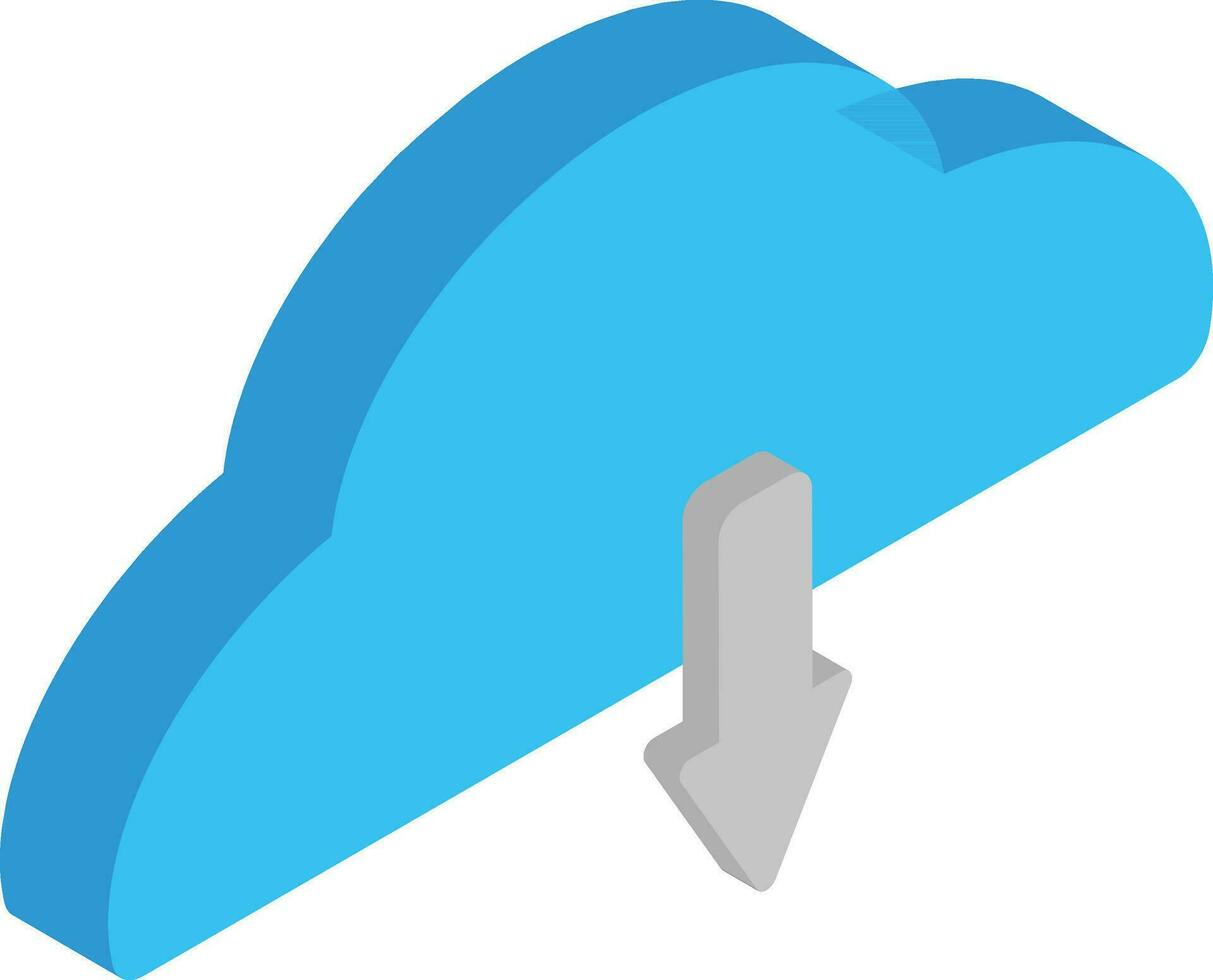 Cloud computing download icon in 3d style. vector