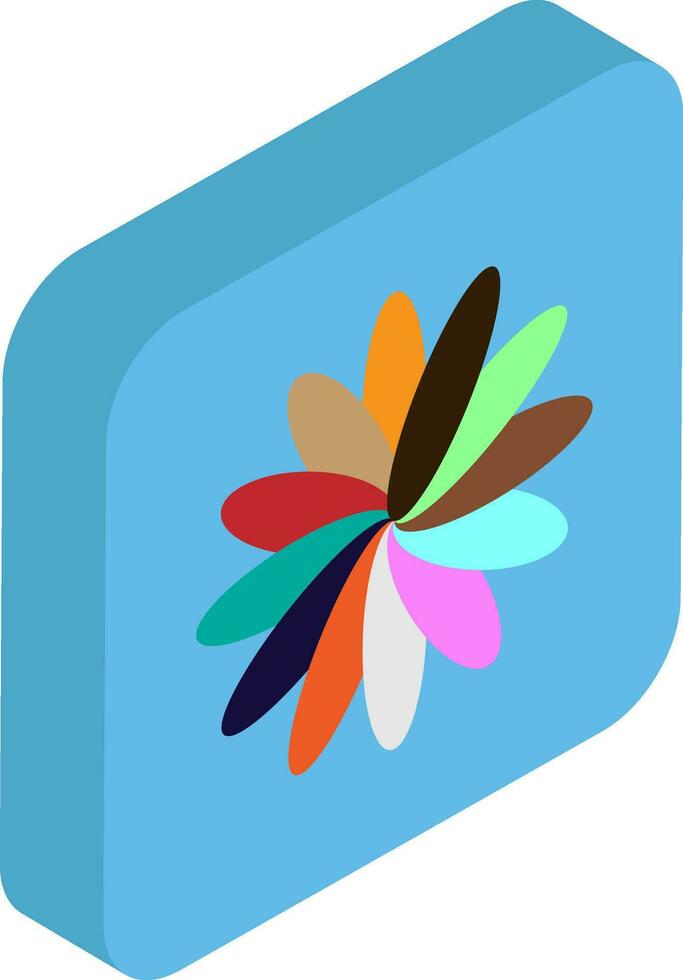 Graphic element flower in isometric style. vector