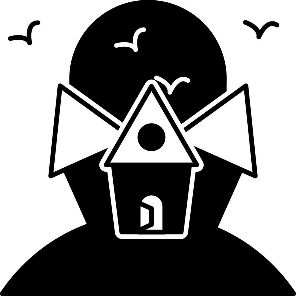 solid icon for scary house vector