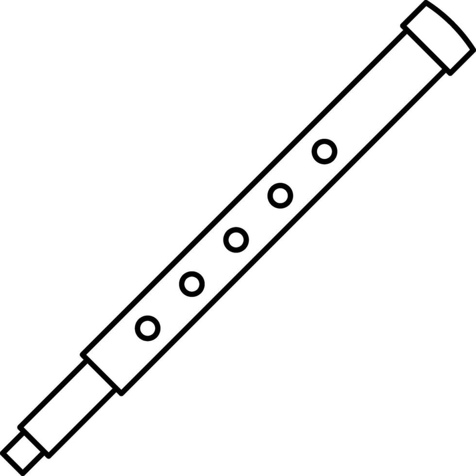 Isolated black line art clarinet icon. vector