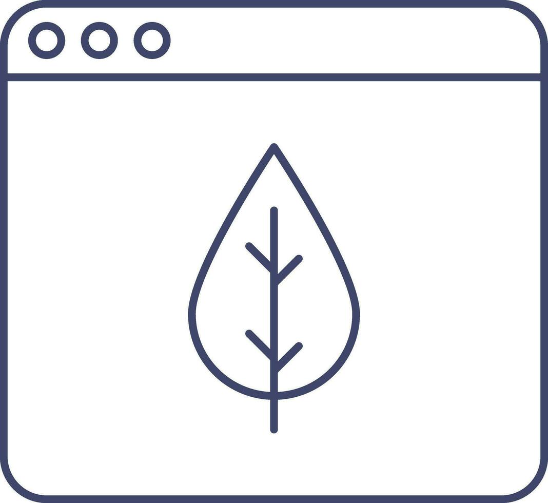 Web Page With Leaf Icon In Blue Outline. vector