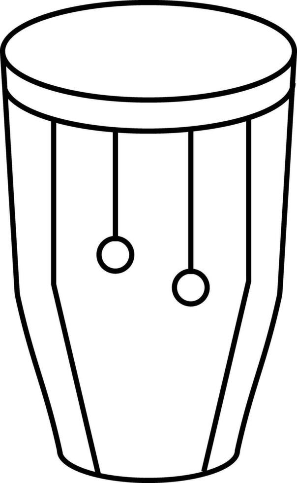 Isolated conga drum in black line art. vector