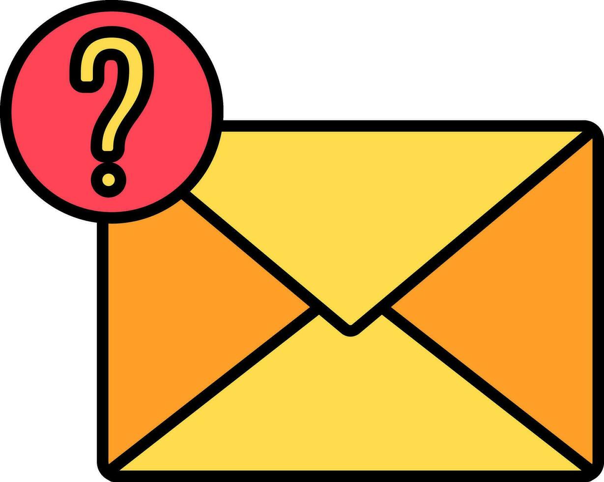 Email Question icon in red and yellow color. vector