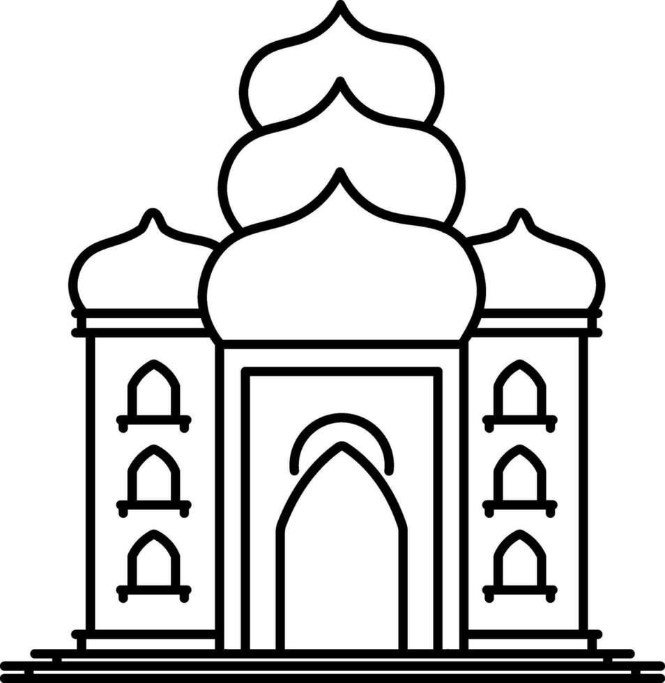 Mosque icon in line art. vector