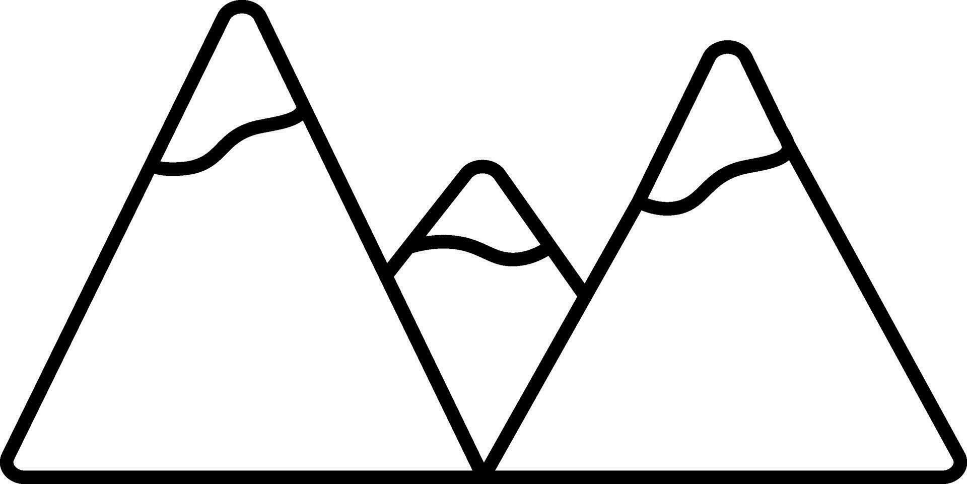 Mountain Icon In Black Line Art. vector