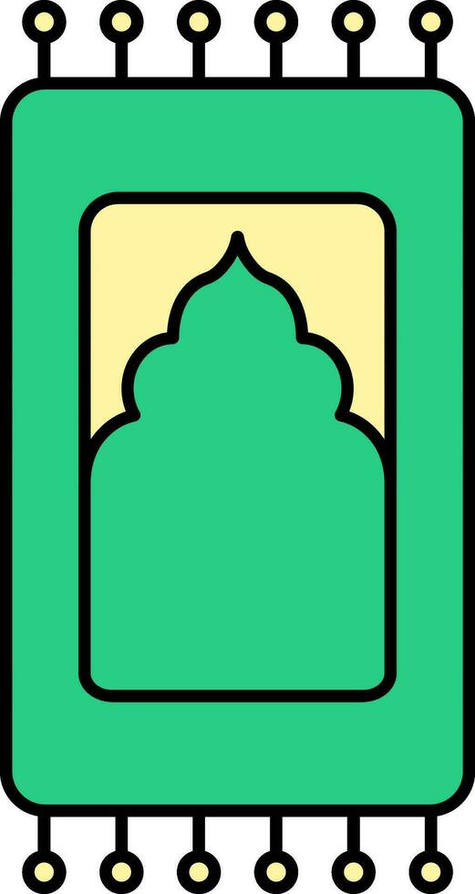 Rug Or Sajadah Icon In Green And Yellow Color. vector