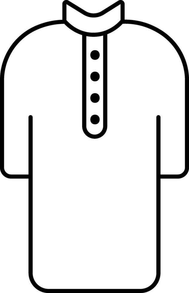 Kurta Icon In Black Line Art. vector