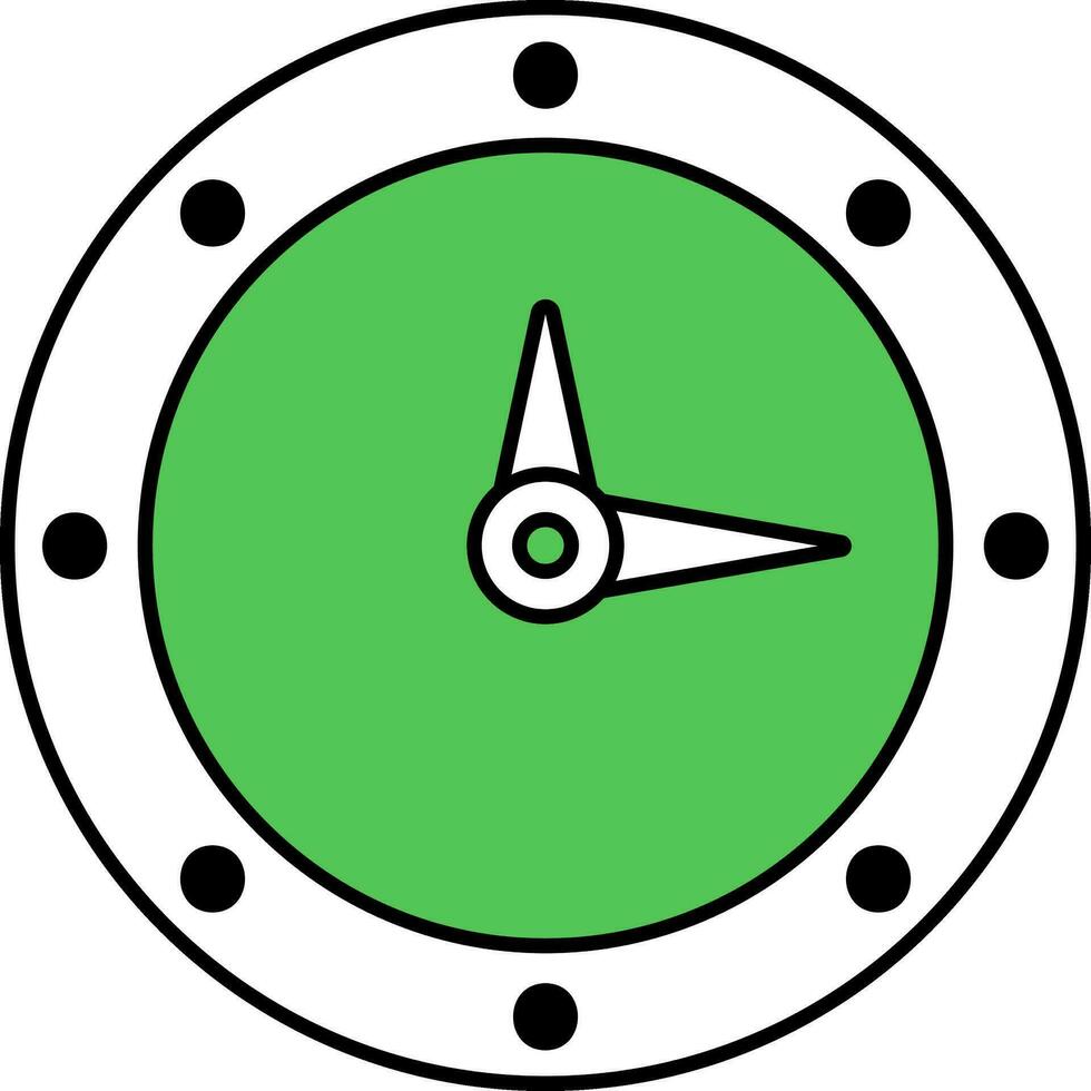 Clock Icon In Green And White Color. vector