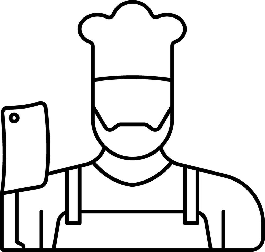 Butcher Icon In Black Outline. vector