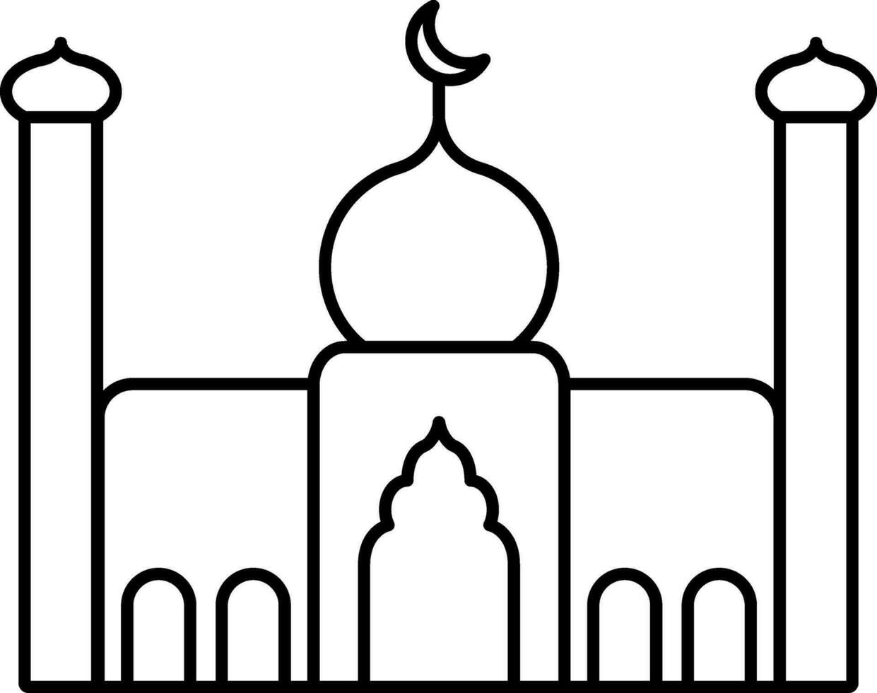 Mosque Icon In Black Outline. vector