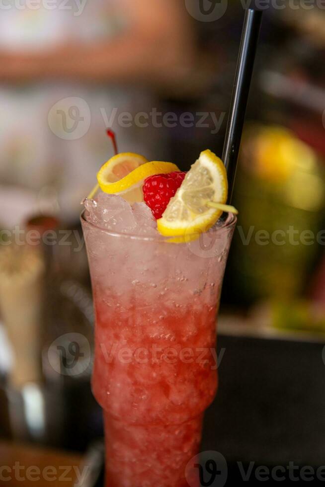 Strawberry lemonade on ice photo