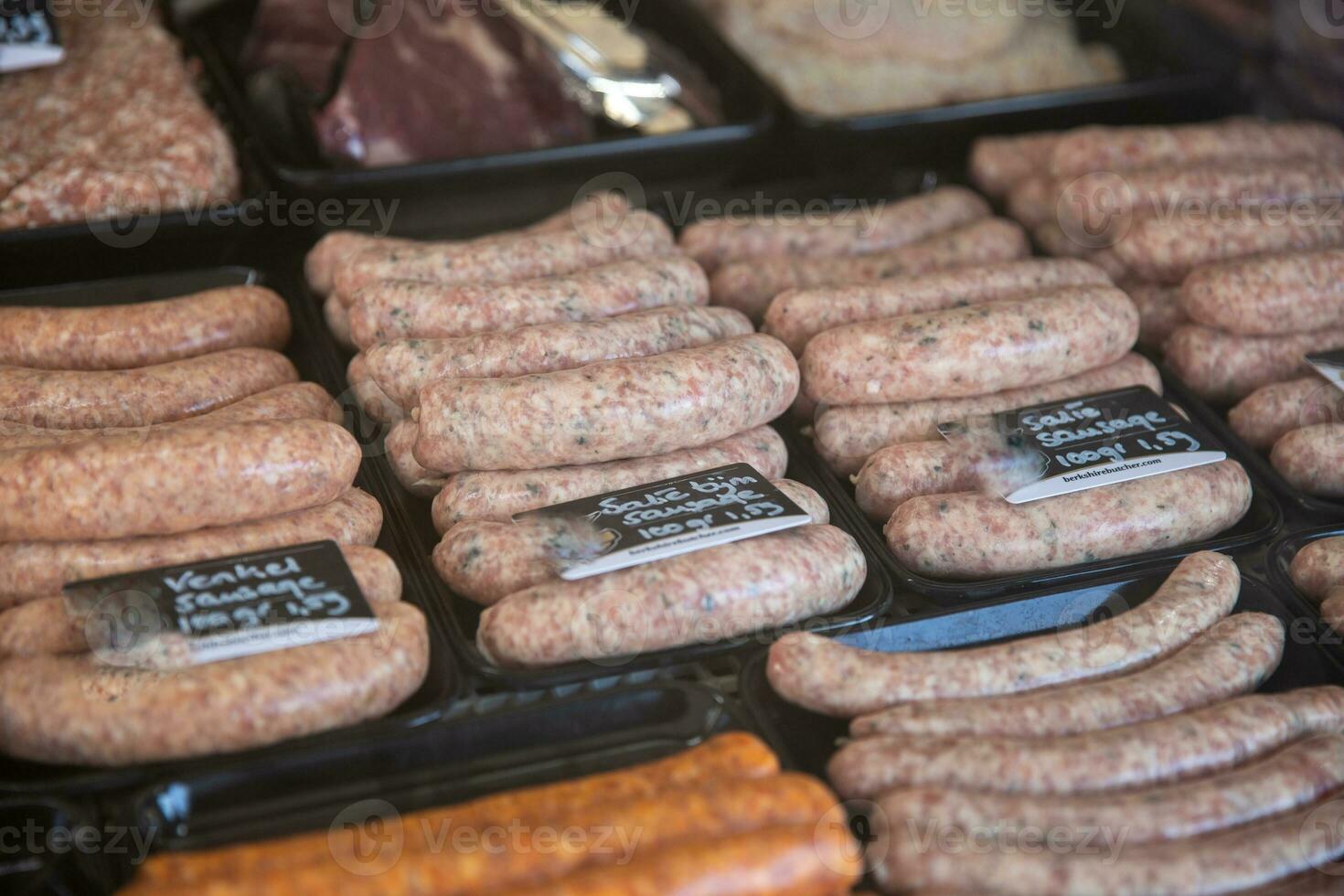 Various types of sausages photo
