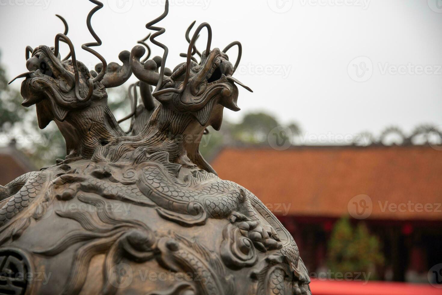 Vietnamese carved Dragon statue photo