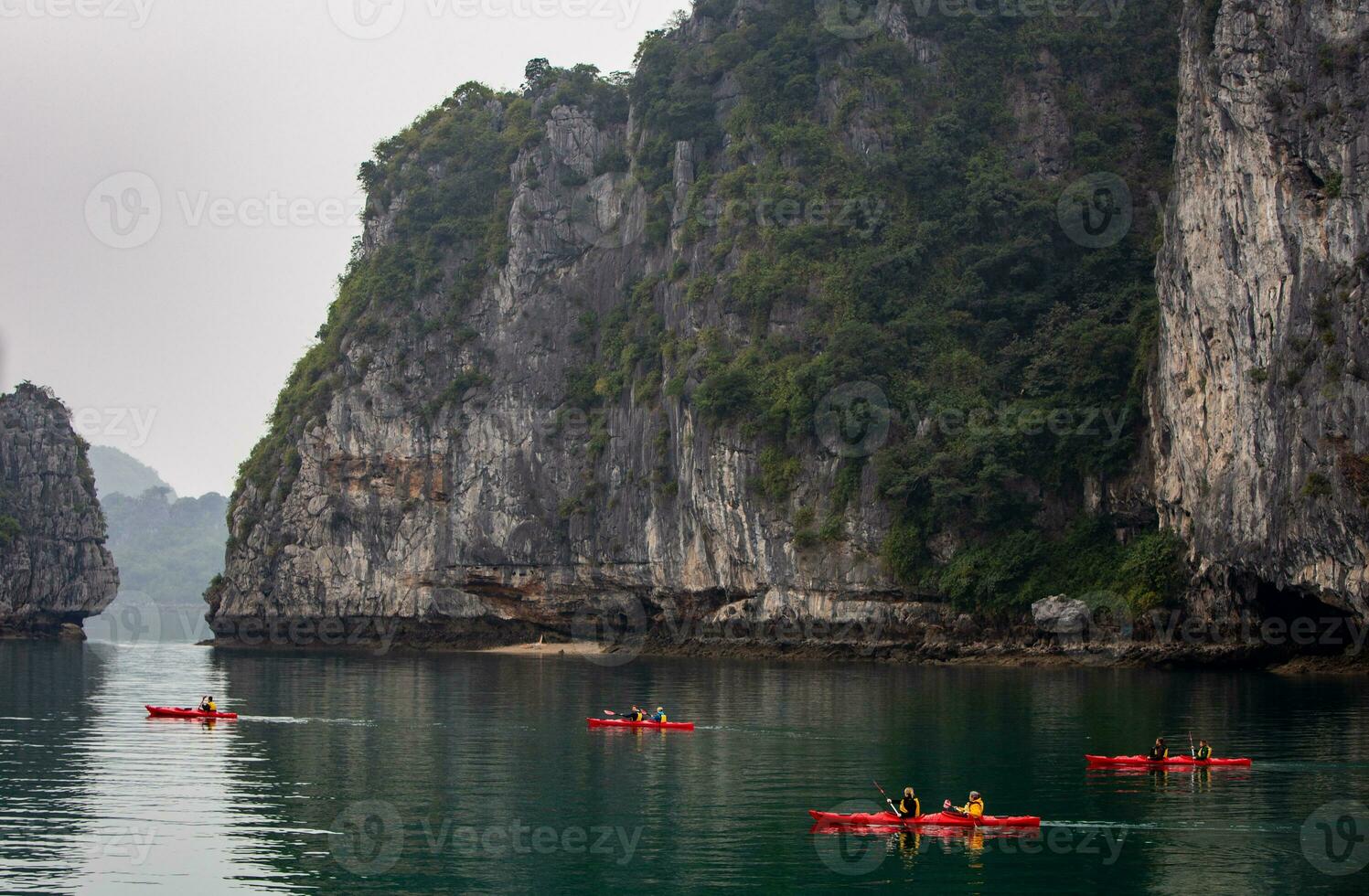 Kayakers in Halong Bay photo