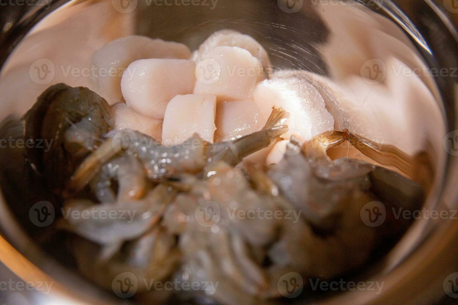 Raw shrimp and Scallops photo