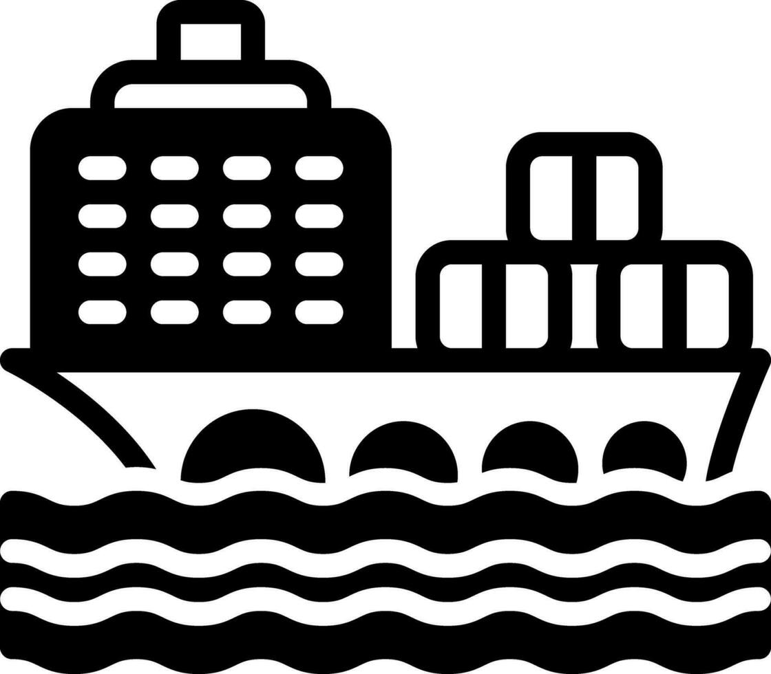 solid icon for cargo ship vector