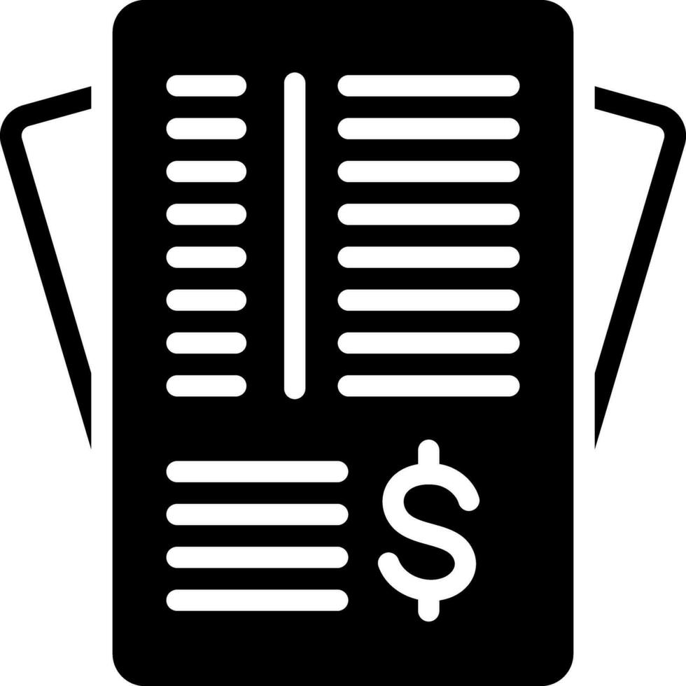 solid icon for invoice paper vector
