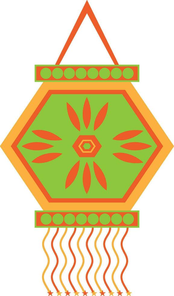 Decorated hanging kandil in flat style. vector