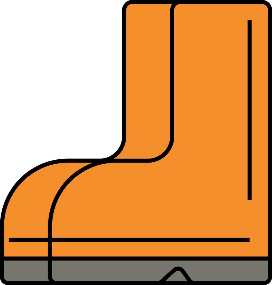 Flat Style Boot Icon In Orange Color. vector