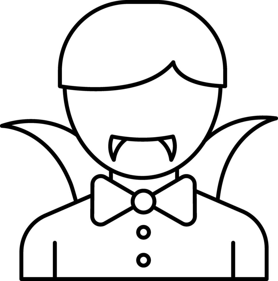 Man Vampire Icon In Black Line Art. vector