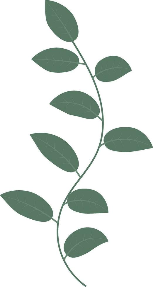 Green Leaves Branch Icon In Flat Style. vector