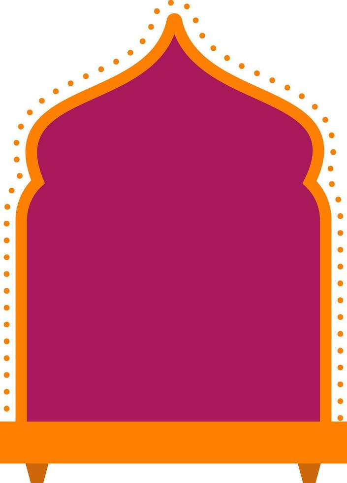 Flat Style Empty Vintage Frame, Stage Element In Pink And Orange Color. vector