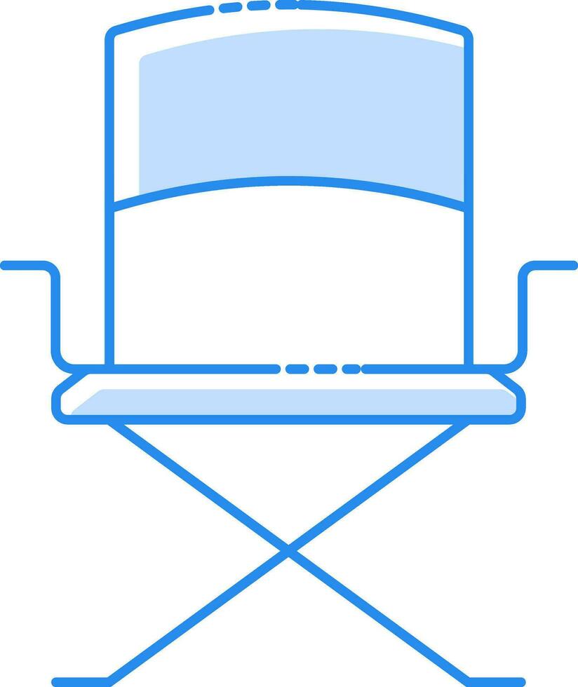 Blue Folding Chair Icon in Flat Style. vector