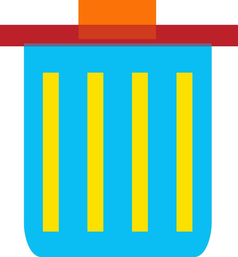 Delete box in blue and yellow, red color. vector