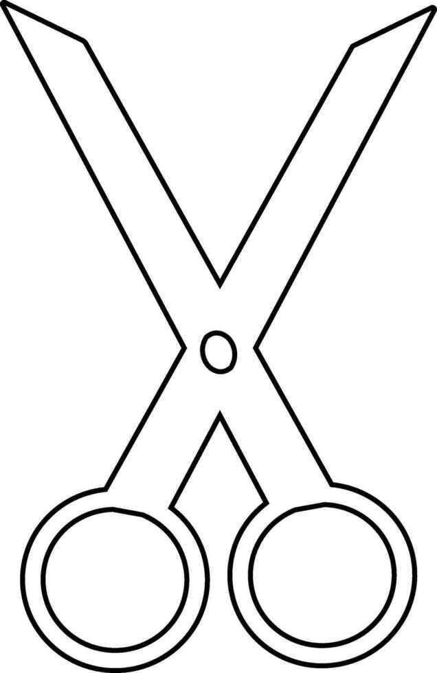 Isolated scissor in black line art. vector