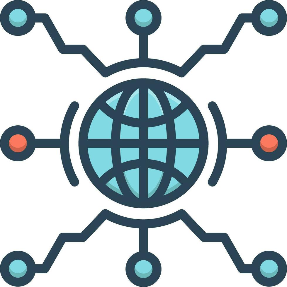 color icon for global networking vector