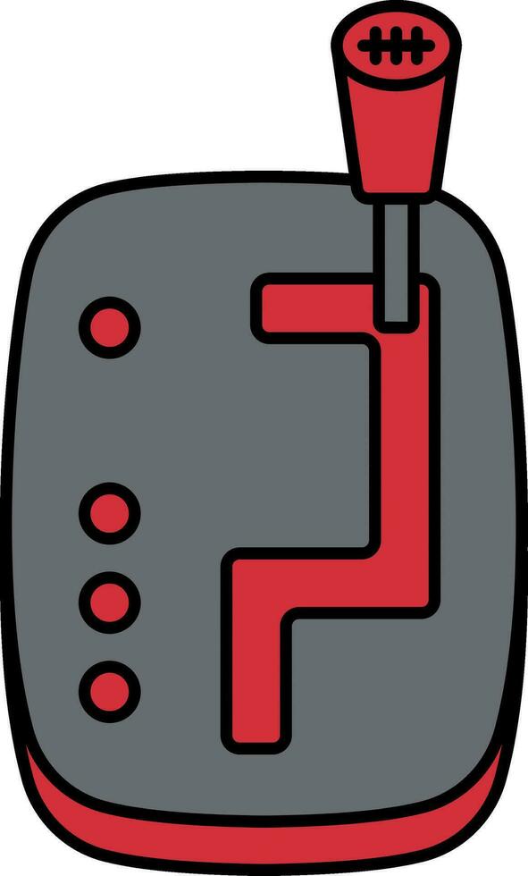 Automatic Gear Stick Icon In Gray And Red Color. vector