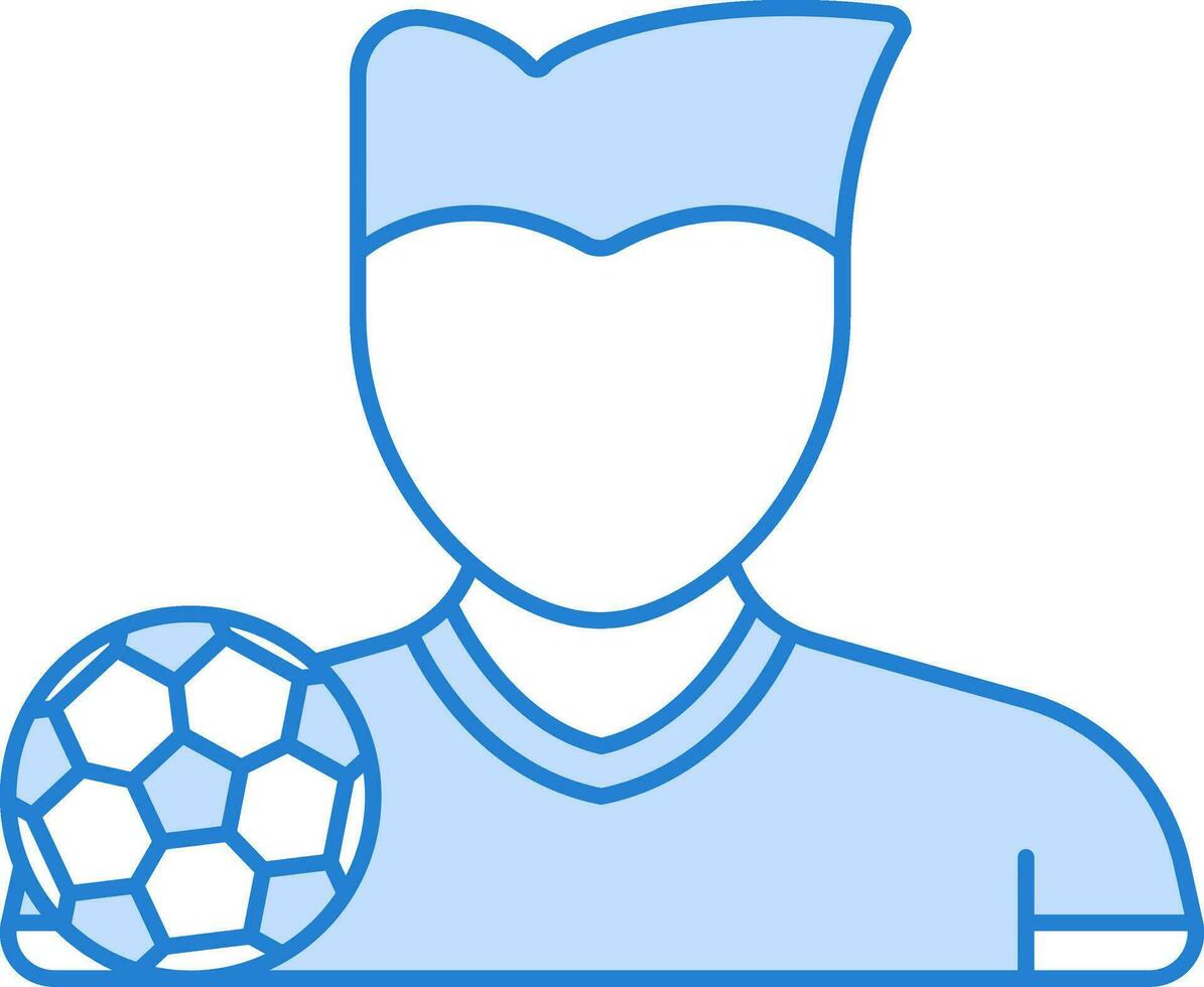 Faceless Man Football Player Blue And White Icon. vector