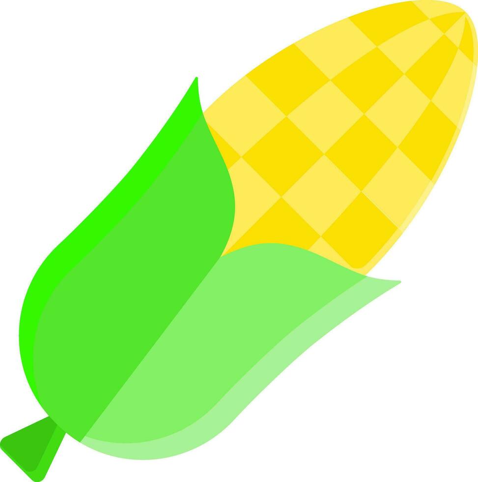 Flat Style Corn Icon In Yellow And Green Color. vector