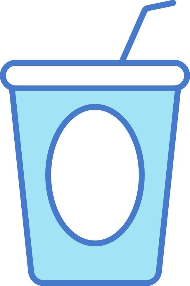 Disposable Cup With Straw Icon In Blue And White Color. vector