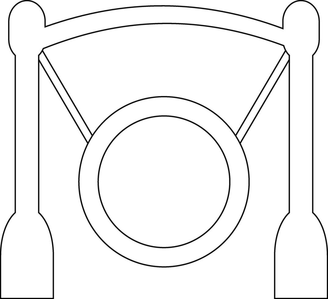 Gong icon with stand in stroke style. vector