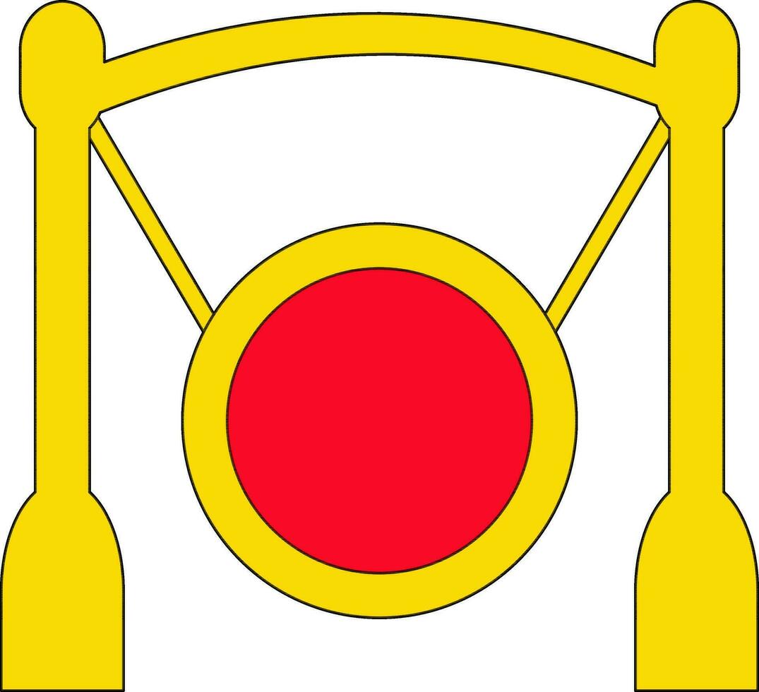 gong icono con amarillo color y carrera estilo de estar en aislado. vector