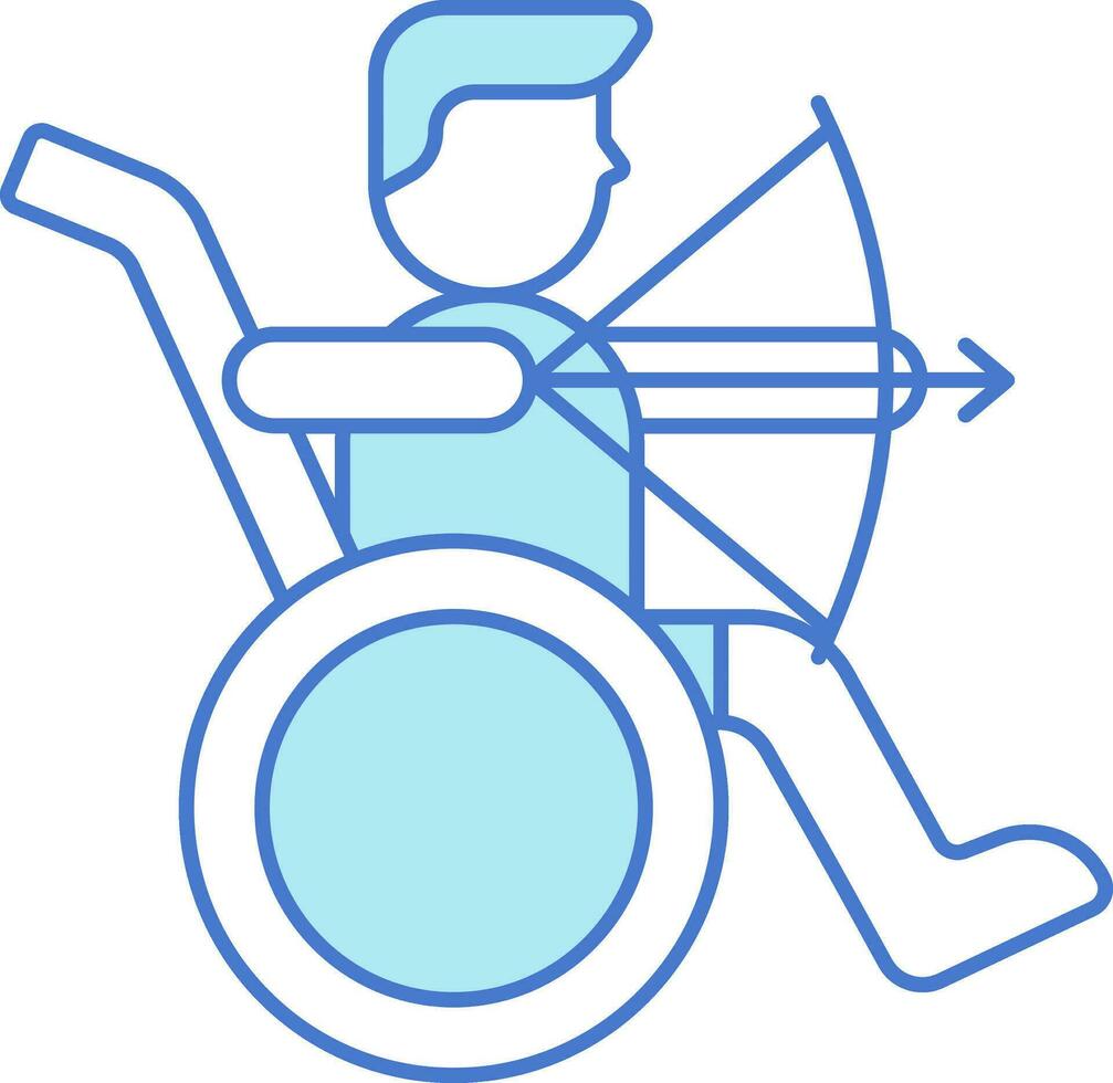 Disabled Man Archery Icon In Blue And White Color. vector