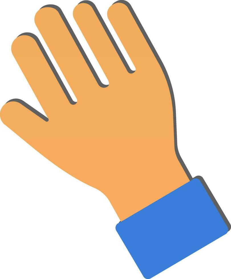 Paper Cut Style Stop Or Five Finger Count Hand Orange And Blue Color. vector