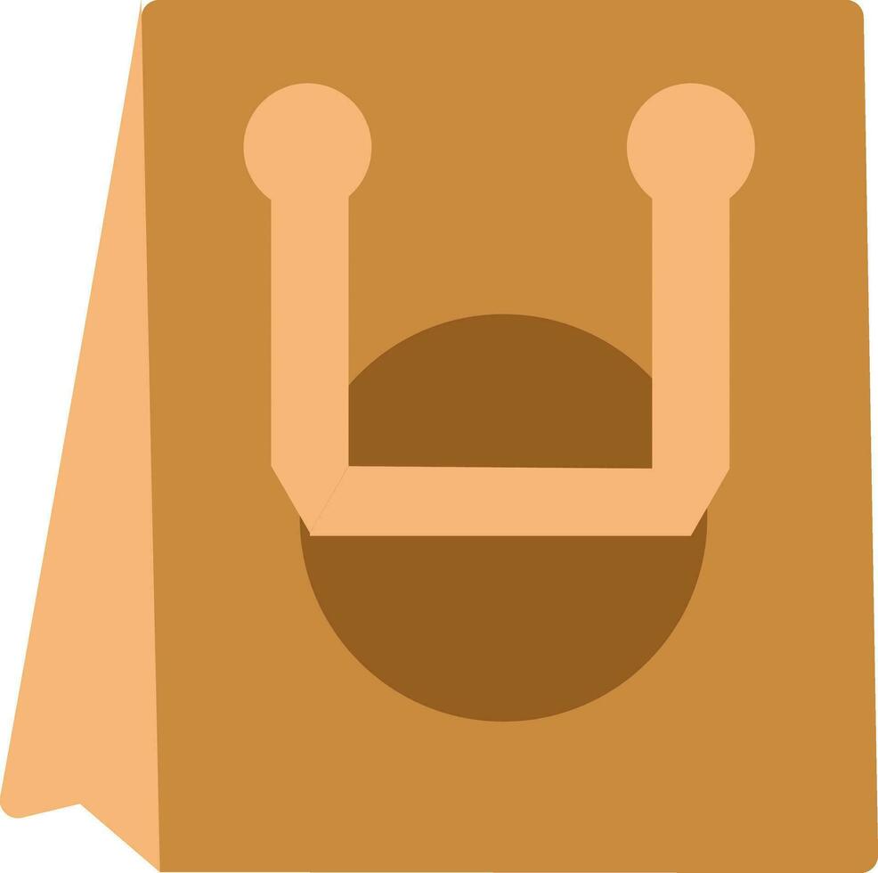 Isolated Shopping Bag Flat Icon In Brown Color. vector