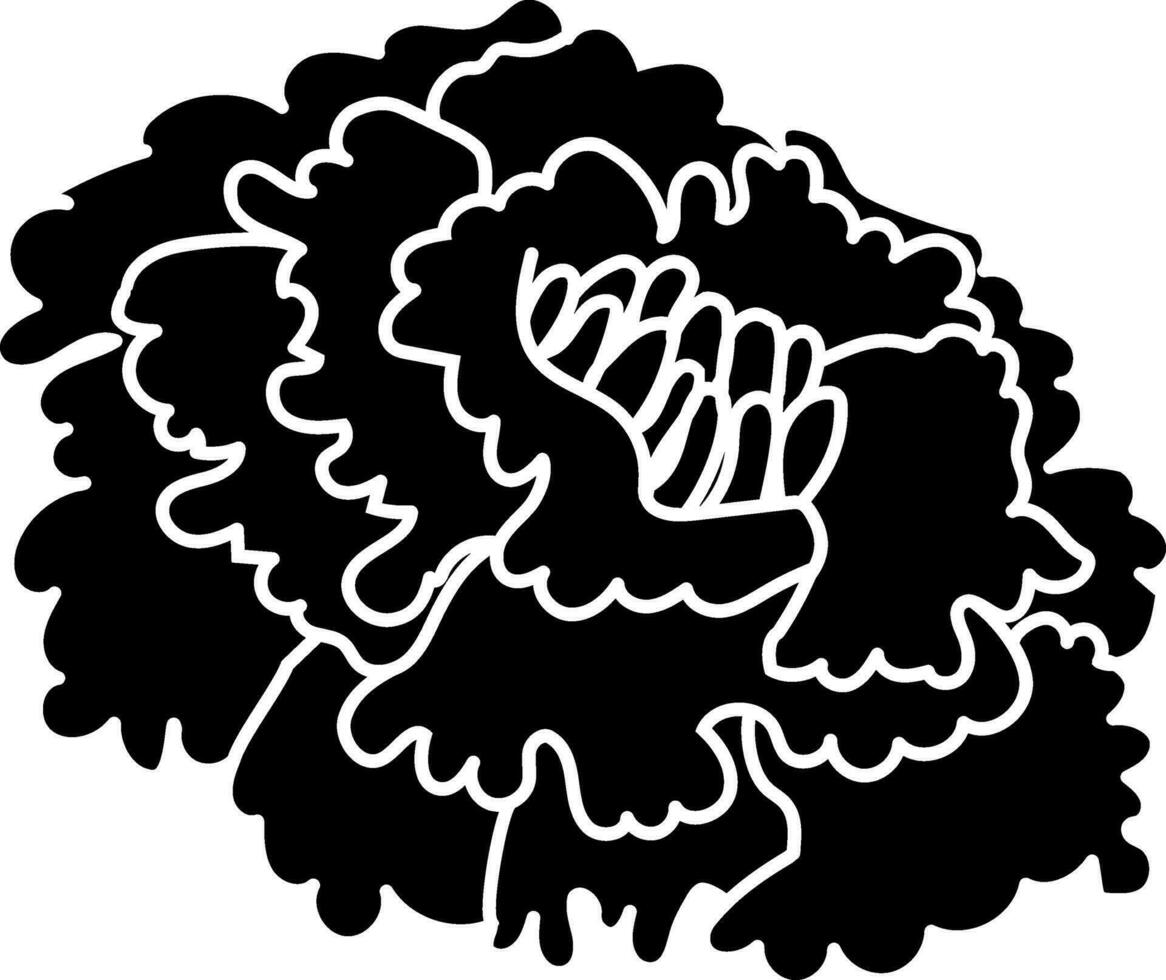 Marigold Flower icon in black and white color. vector