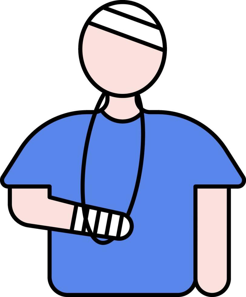 Injured Man Icon In Blue And White Color. vector