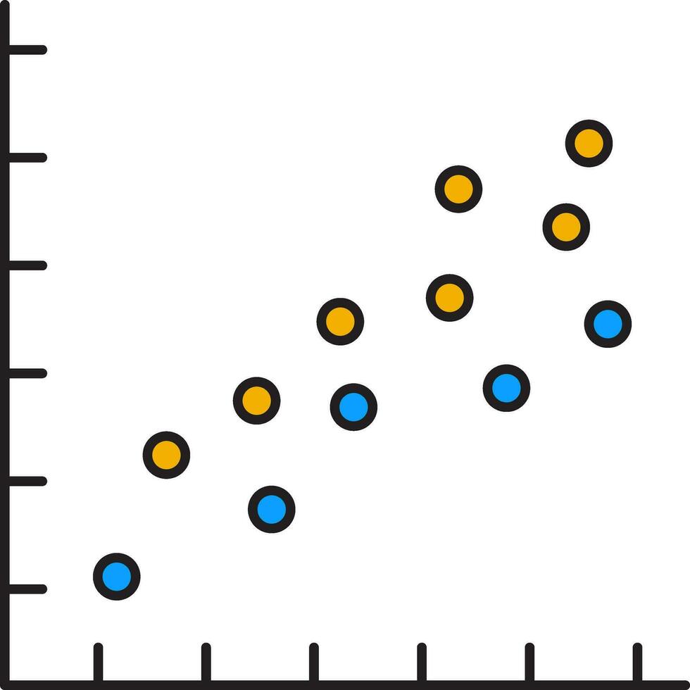 dispersión trama icono en amarillo y azul color. vector