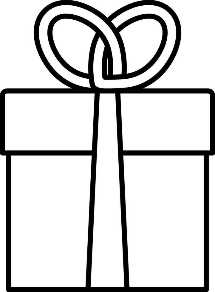Gift Box Icon In Black Line Art. vector