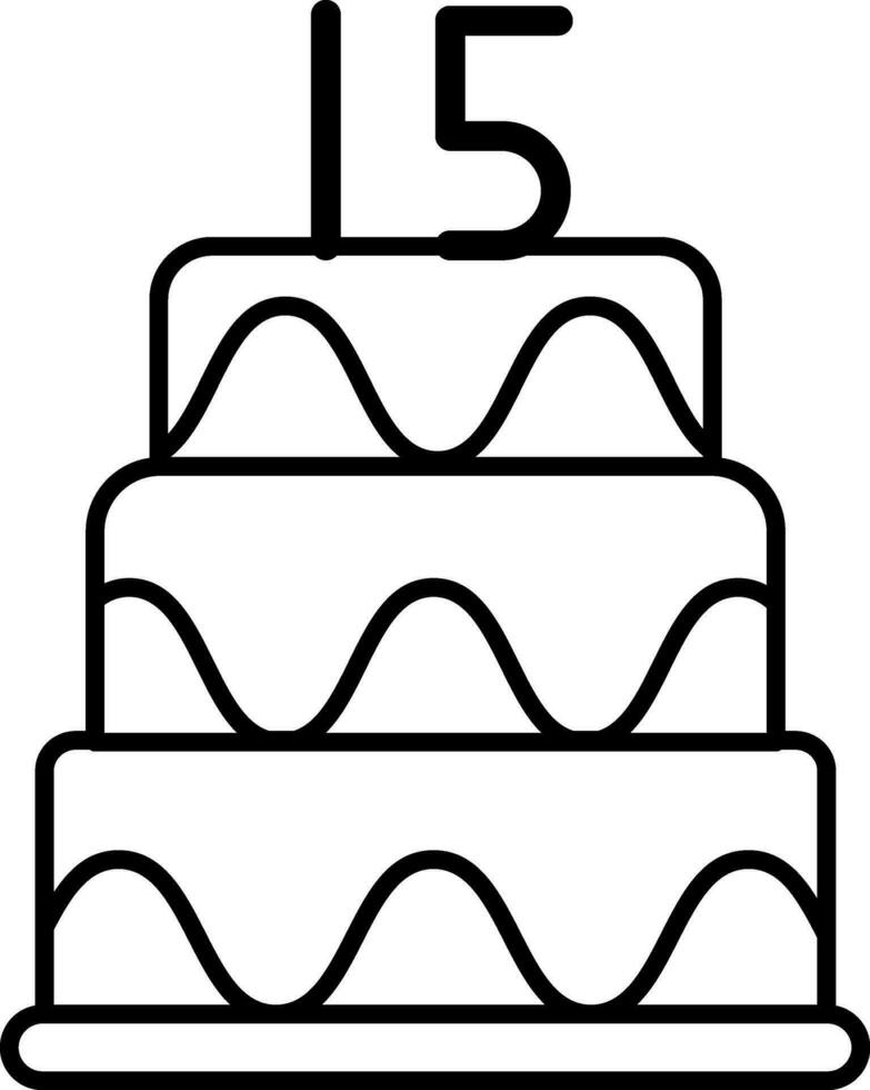 Cake With 15 Number Icon In Flat Style vector