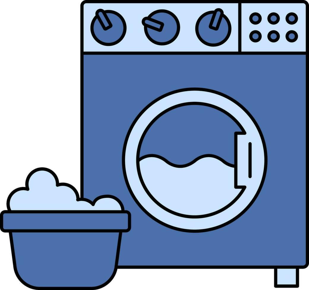 Washing Machine Icon In Blue Color. vector