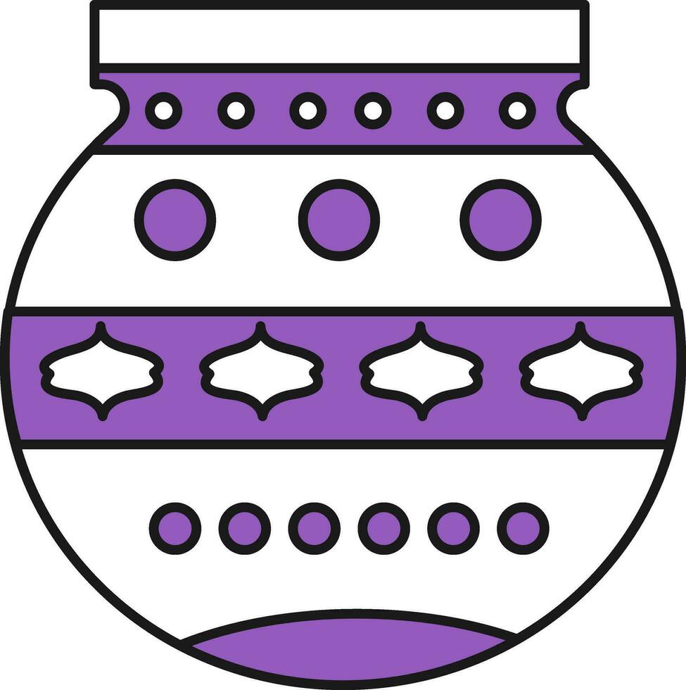 Illustration Of Mud Or Clay Pot In Violet And White Color. vector