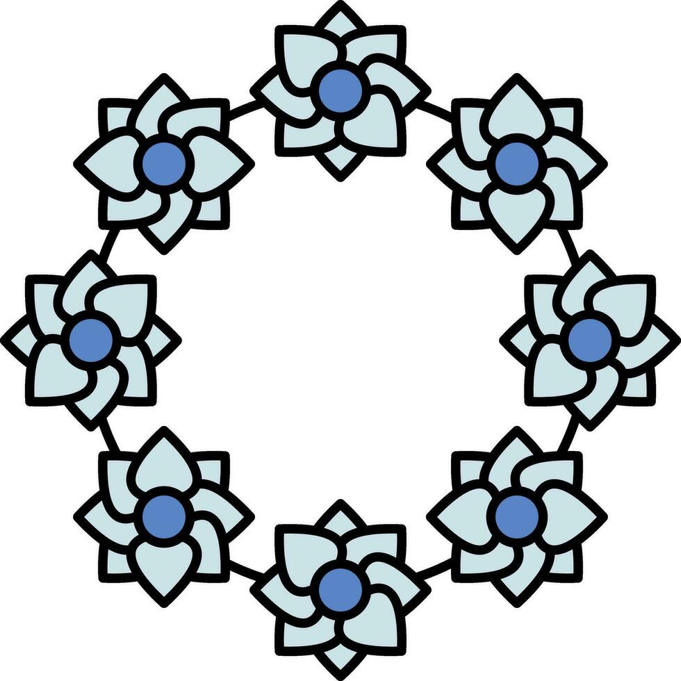 Flower Crown Icon In Blue Color. vector