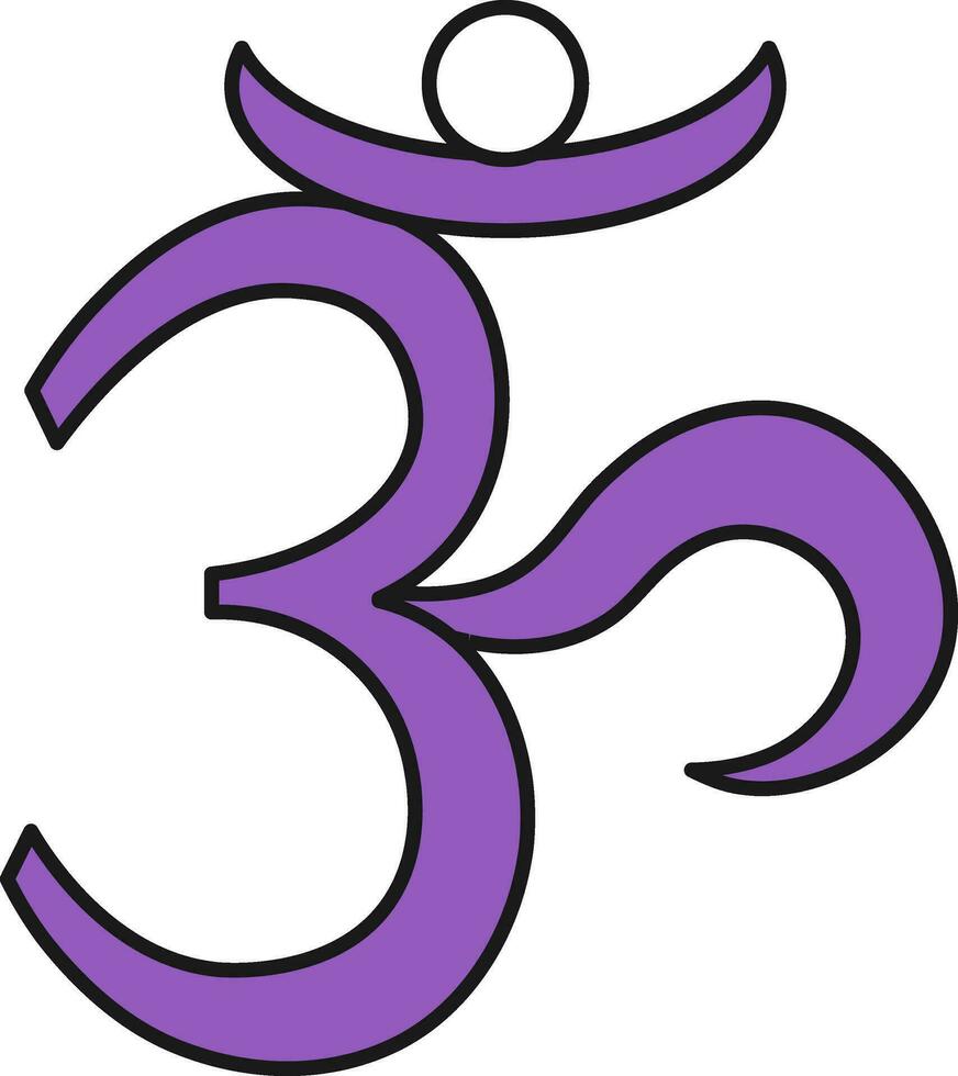 Aum Or Om Symbol In Violet And White Color. vector